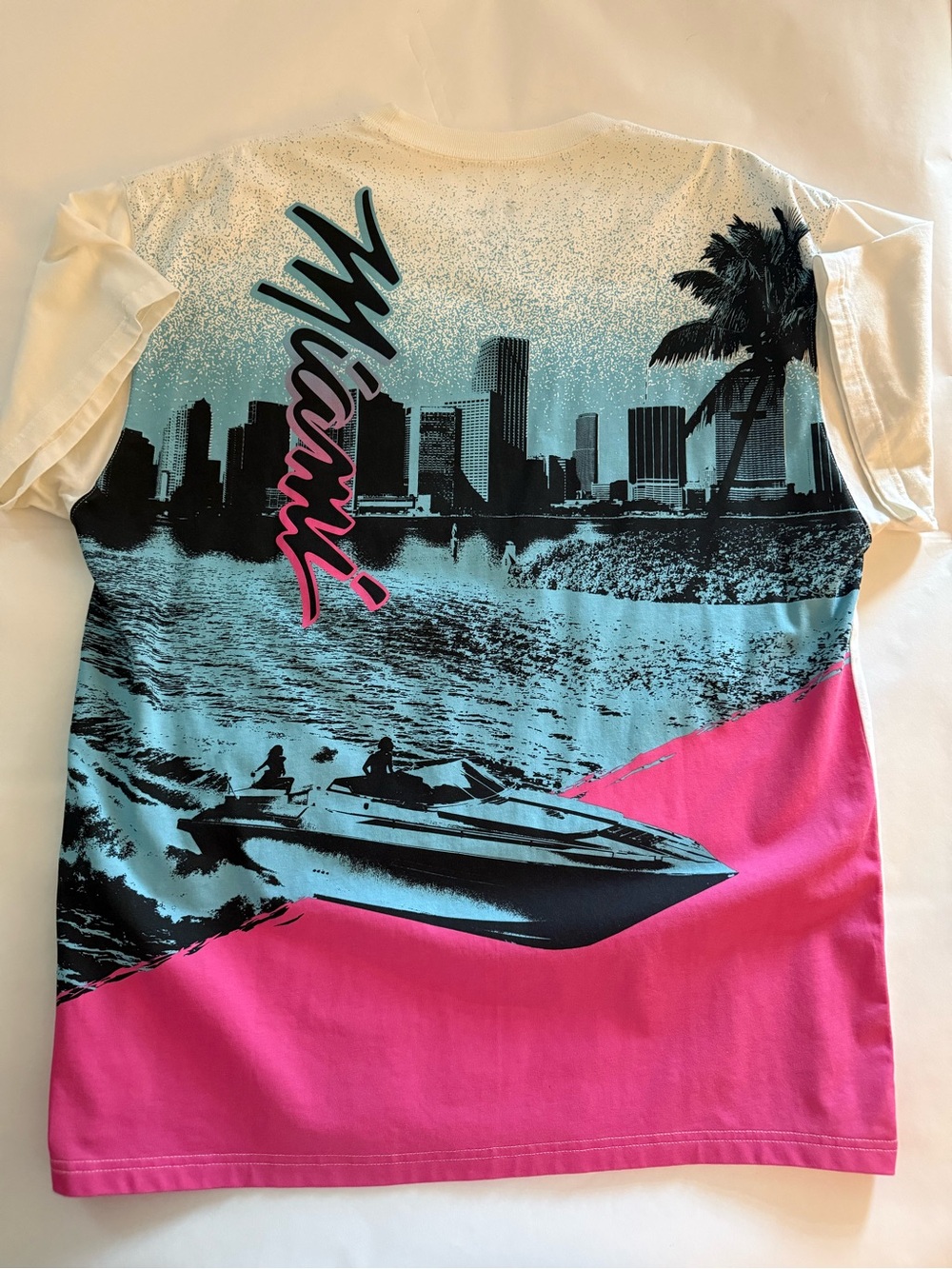 Nike White Miami Script Short-Sleeve Tee with Pink & Blue Accents - Picture 3 of 3